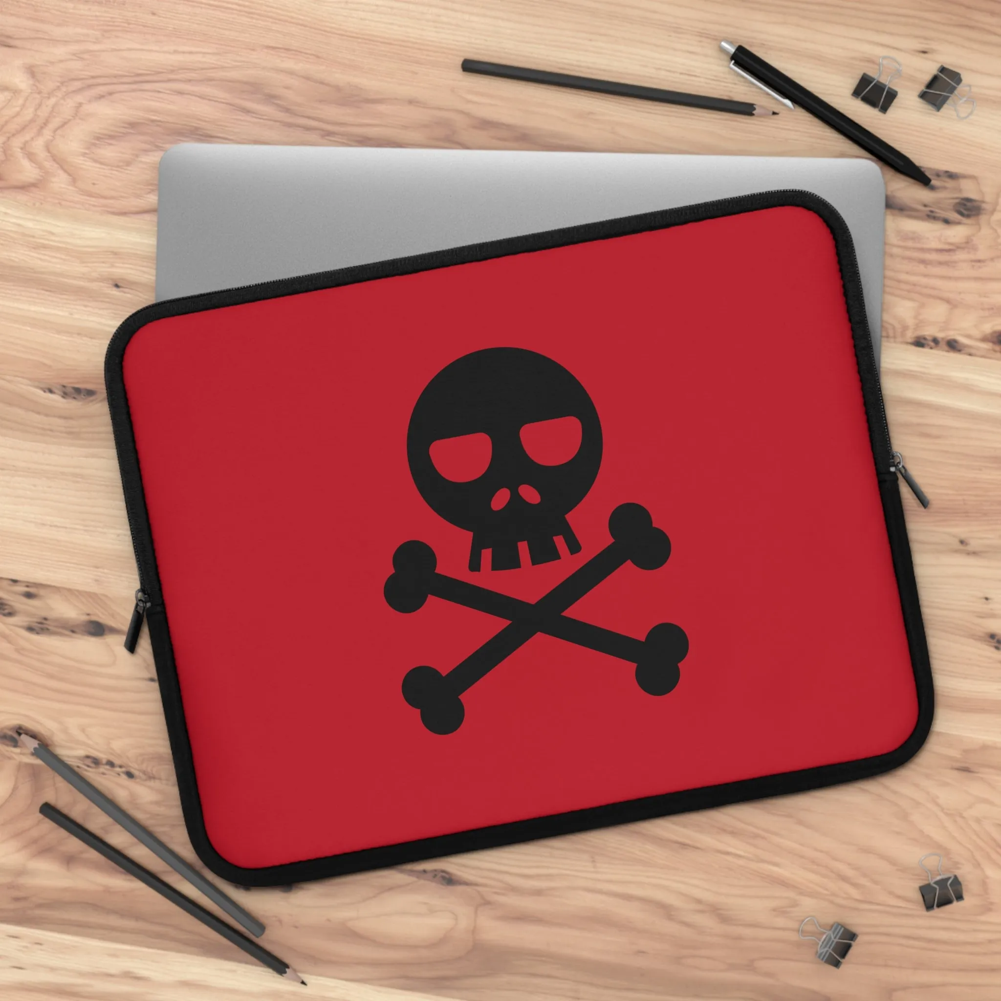 Red Skull and Crossbones Laptop Case, Punk laptop sleeve
