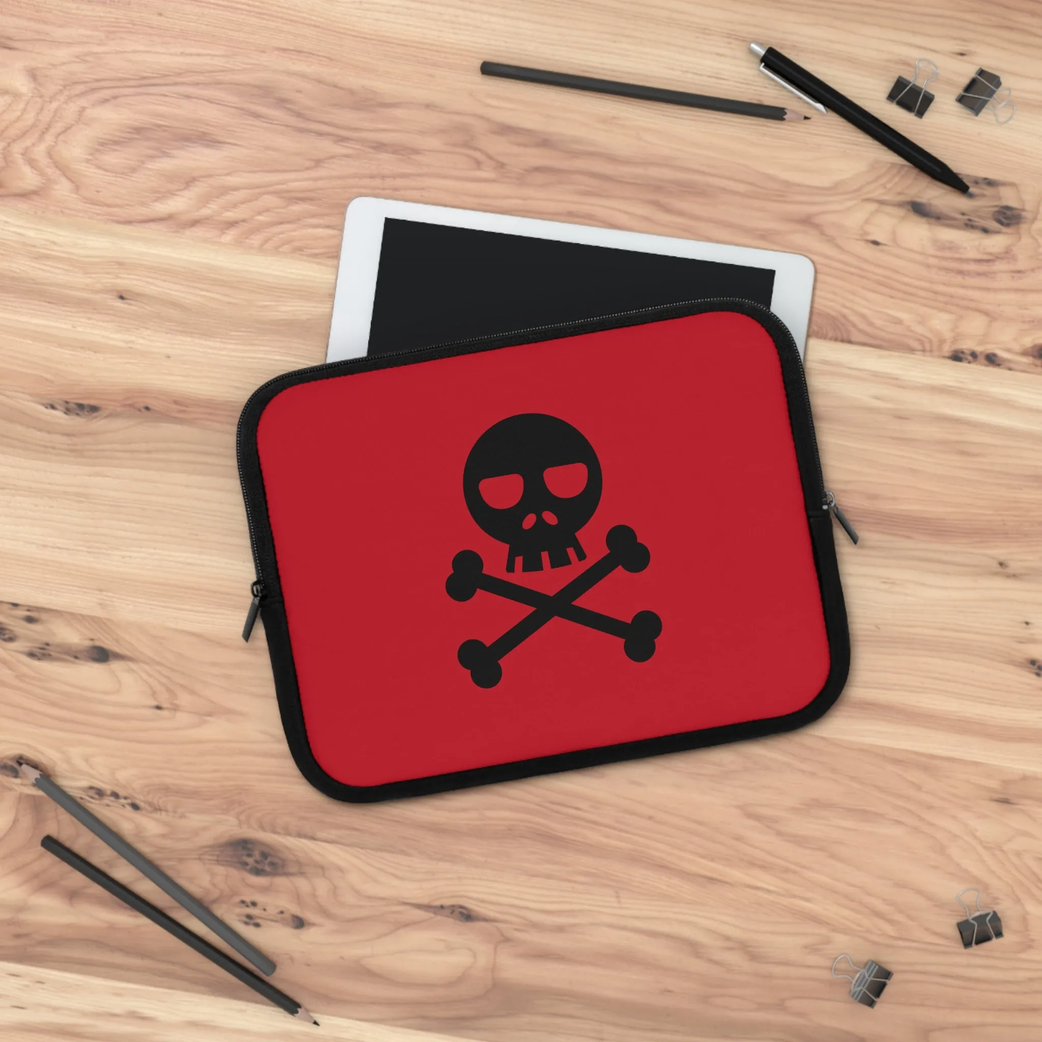 Red Skull and Crossbones Laptop Case, Punk laptop sleeve