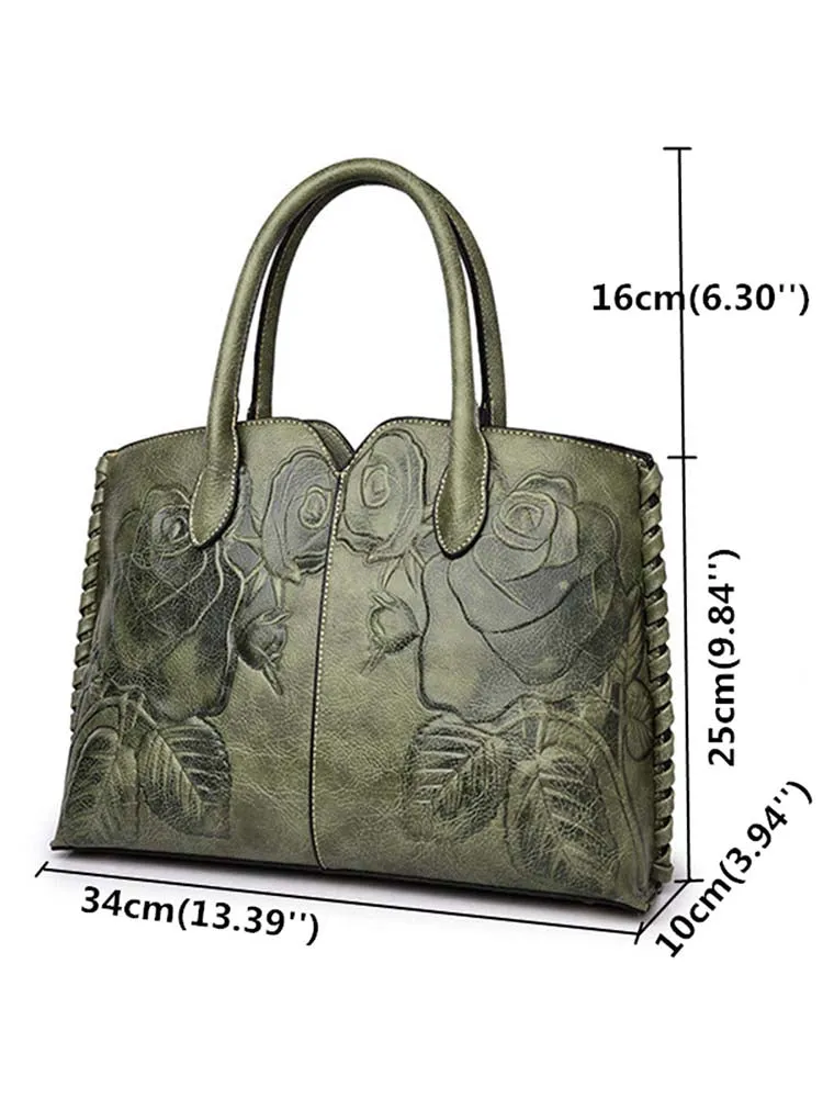 Retro Embossed Handbag Chinese Style Large Capacity Crossbody Bag