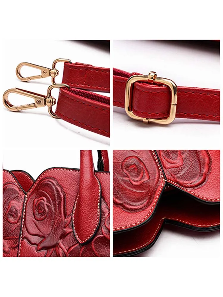 Retro Embossed Handbag Chinese Style Large Capacity Crossbody Bag