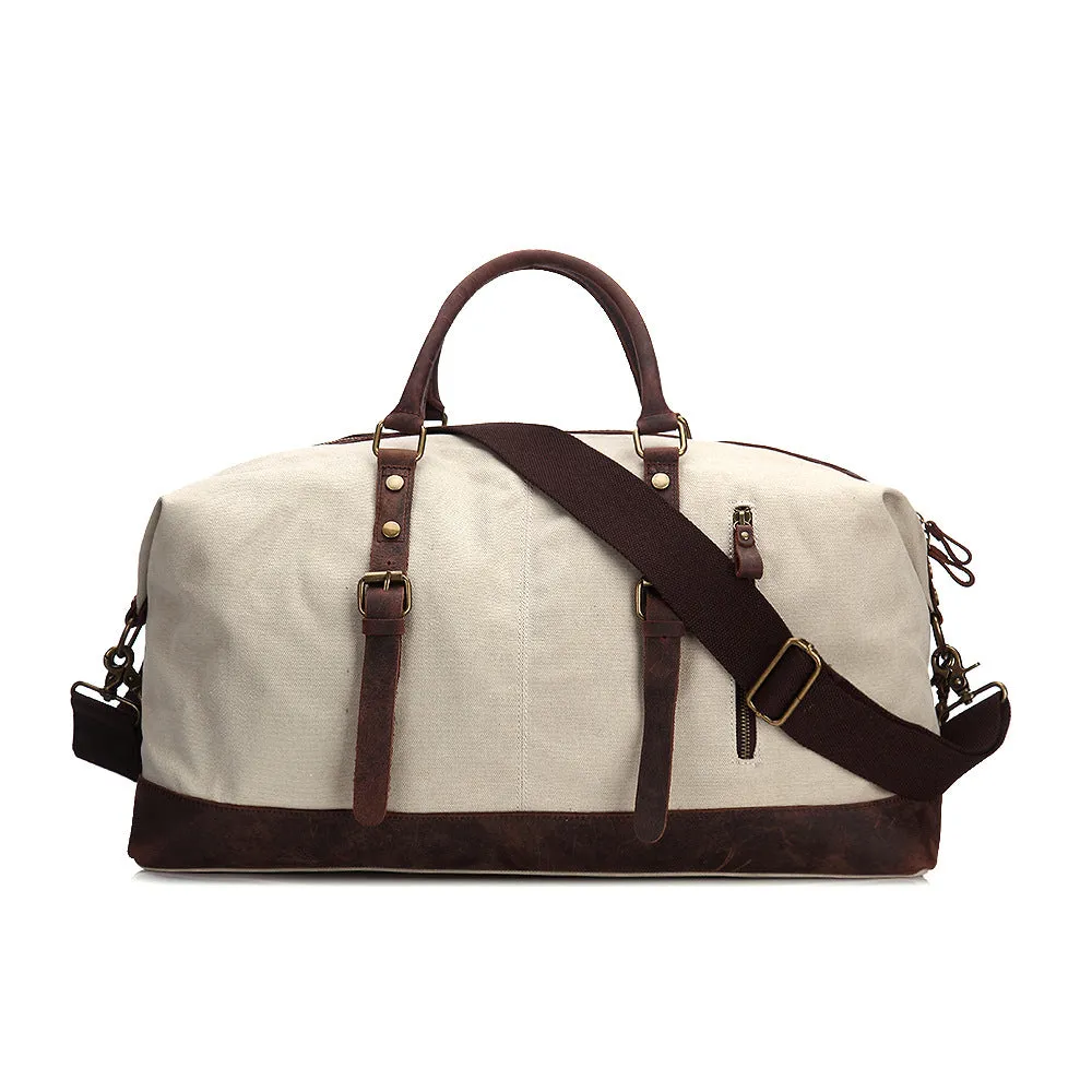 RockCow Canvas with Leather Duffle Bag, Travel Bags for Men