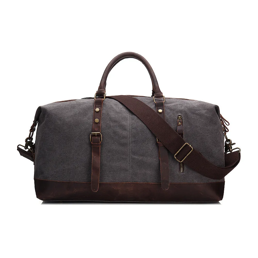 RockCow Canvas with Leather Duffle Bag, Travel Bags for Men