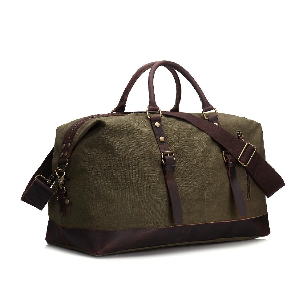 RockCow Canvas with Leather Duffle Bag, Travel Bags for Men