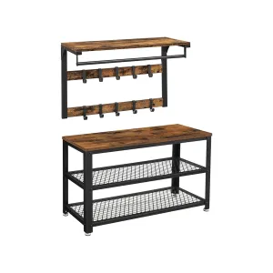 Rootz Wall Coat Rack - Vintage Hook Stand - Metal Hanger - Vintage Brown-Black - 60cm x 30cm x 12cm