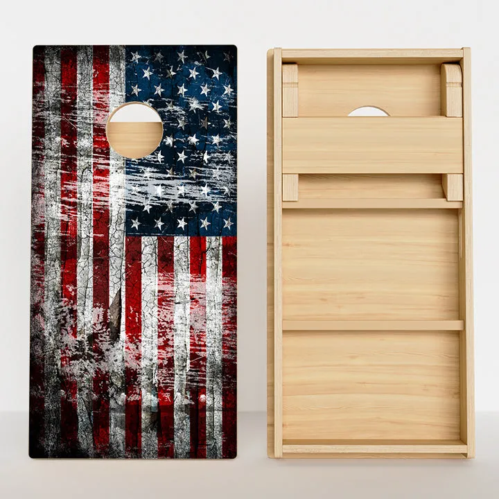 Rustic American Flag Professional Cornhole Boards