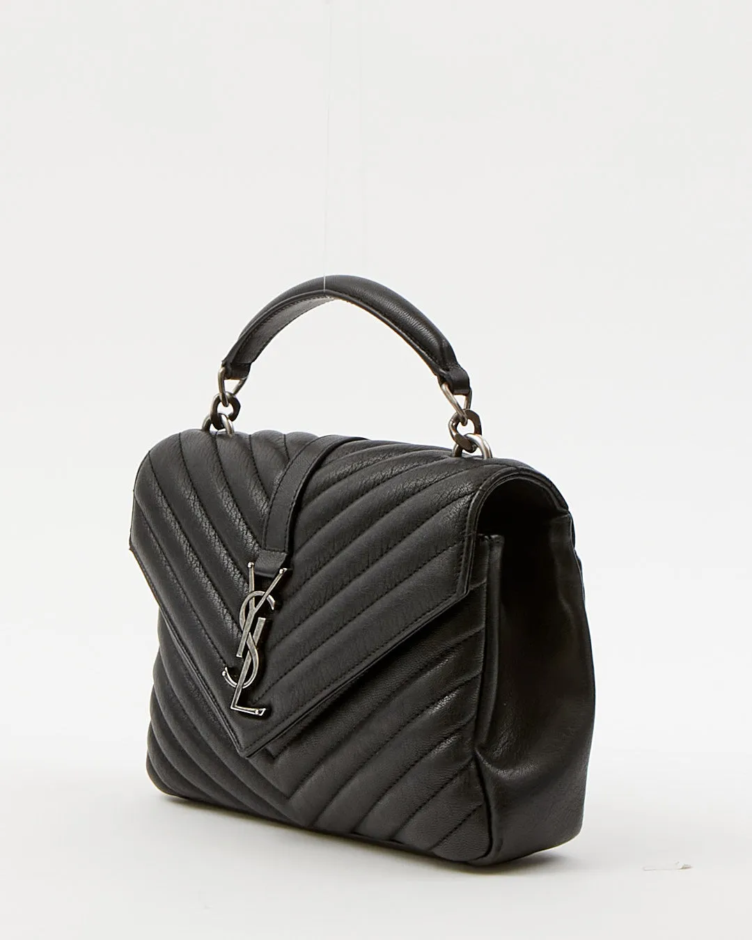 Saint Laurent Black Chevron Medium Monogram Collège Bag