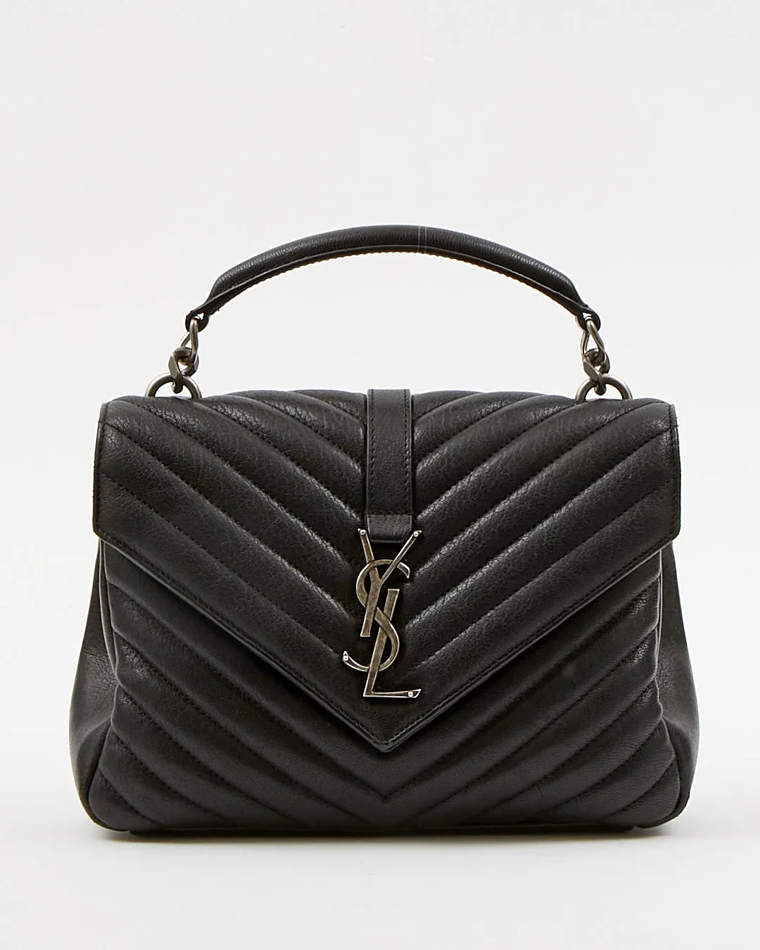 Saint Laurent Black Chevron Medium Monogram Collège Bag