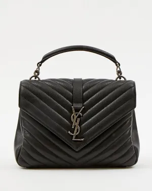 Saint Laurent Black Chevron Medium Monogram Collège Bag