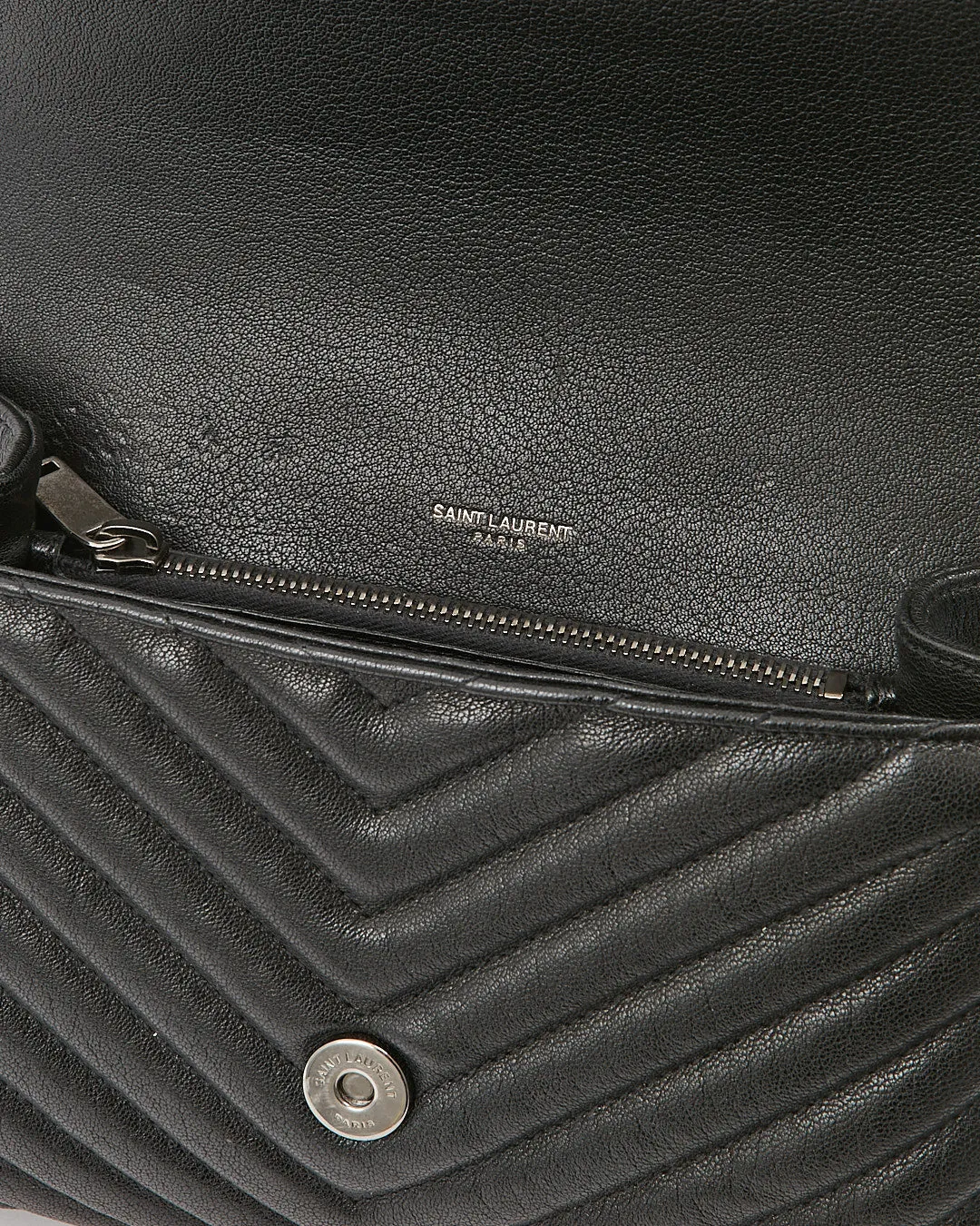 Saint Laurent Black Chevron Medium Monogram Collège Bag
