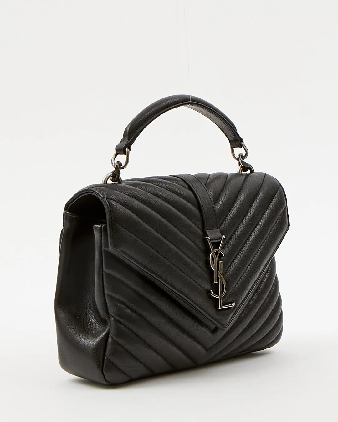 Saint Laurent Black Chevron Medium Monogram Collège Bag