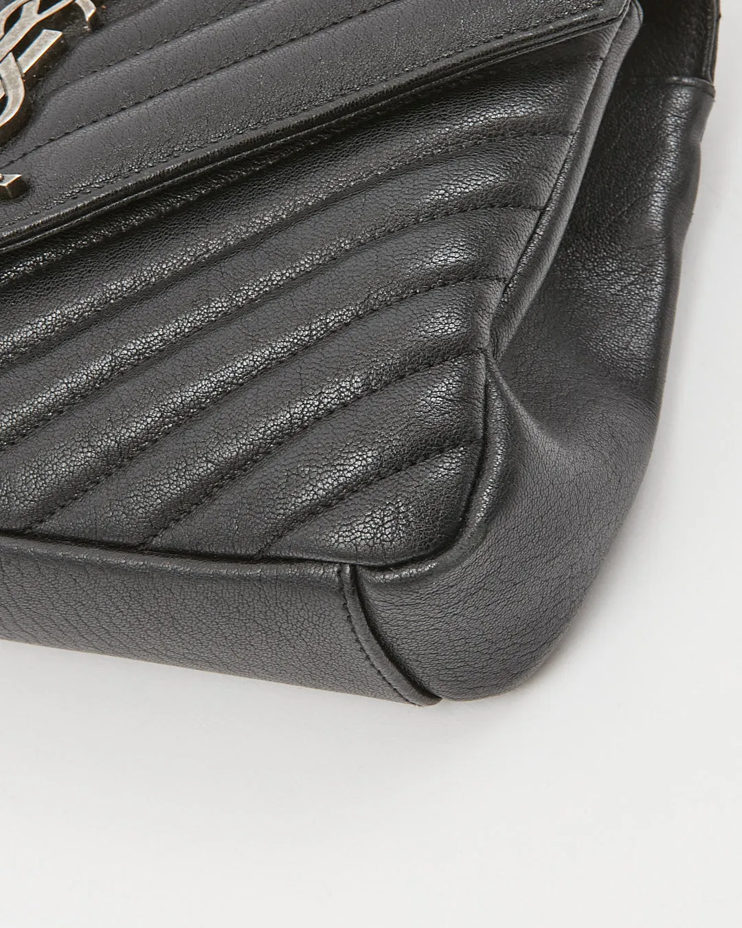 Saint Laurent Black Chevron Medium Monogram Collège Bag