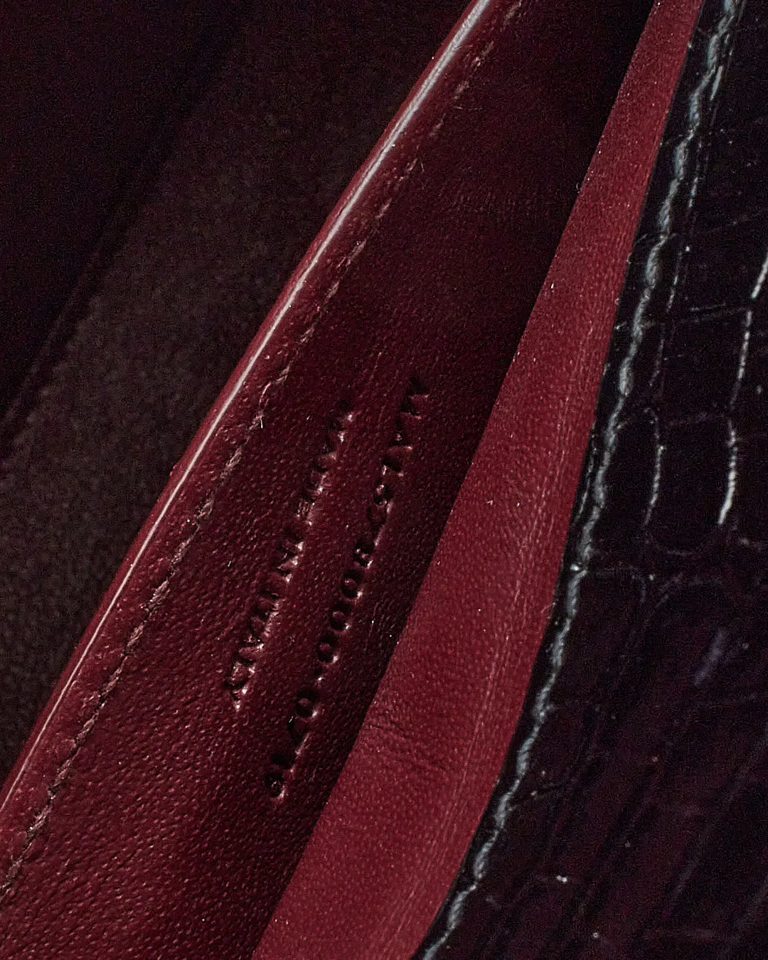 Saint Laurent Black Croc Embossed Leather Medium Cassandra Bag