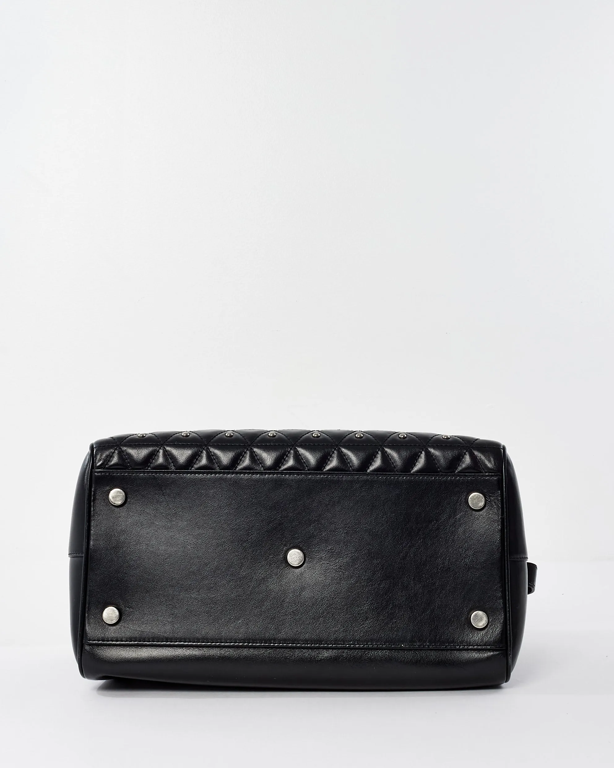 Saint Laurent Black Leather Studded Medium Duffle Bag