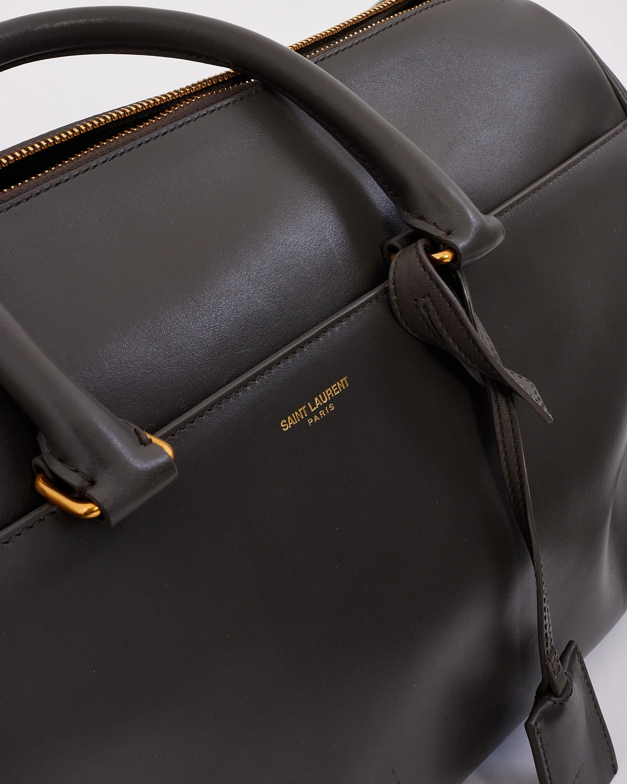 Saint Laurent Grey Leather Classic Duffel 6 Bag