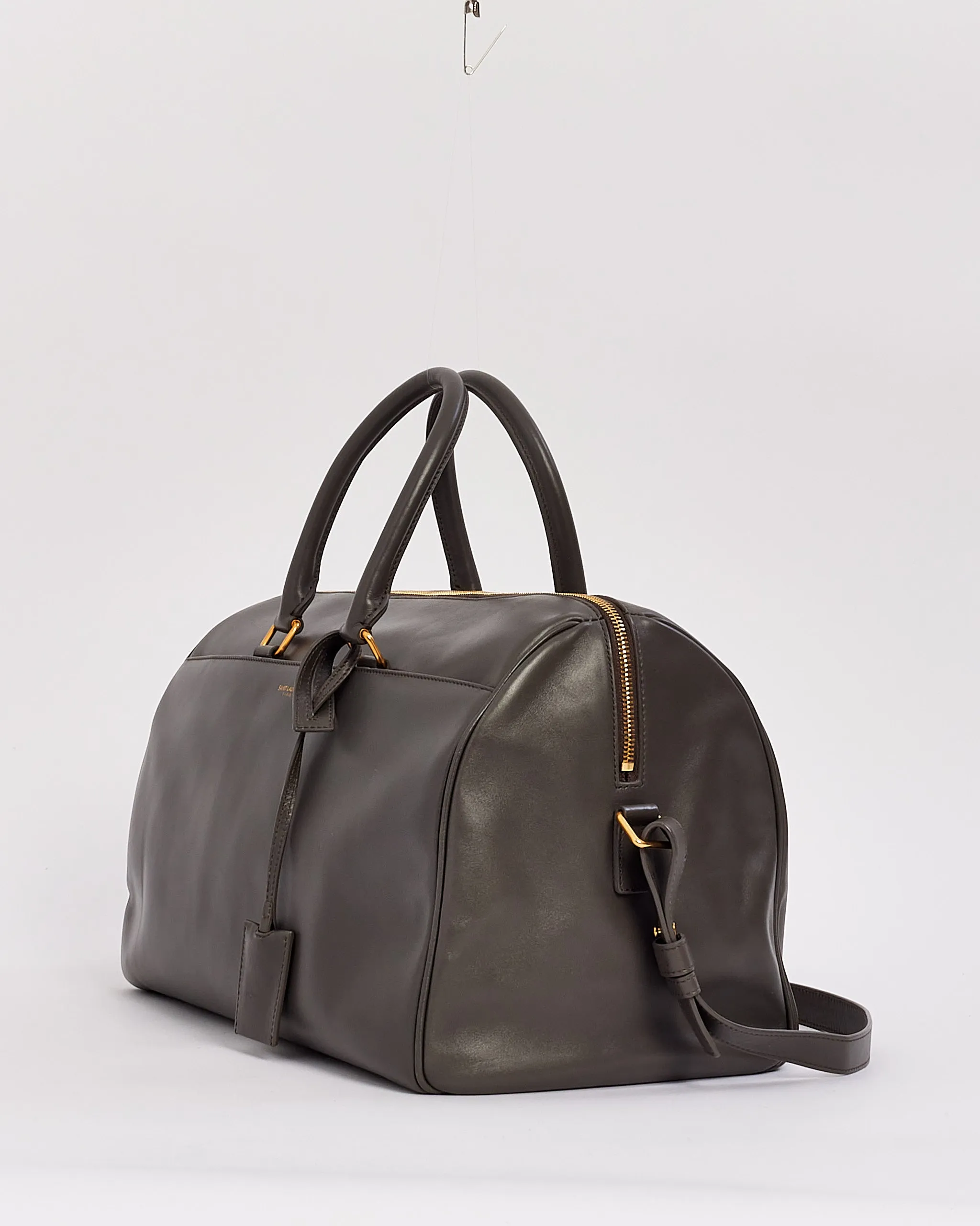 Saint Laurent Grey Leather Classic Duffel 6 Bag