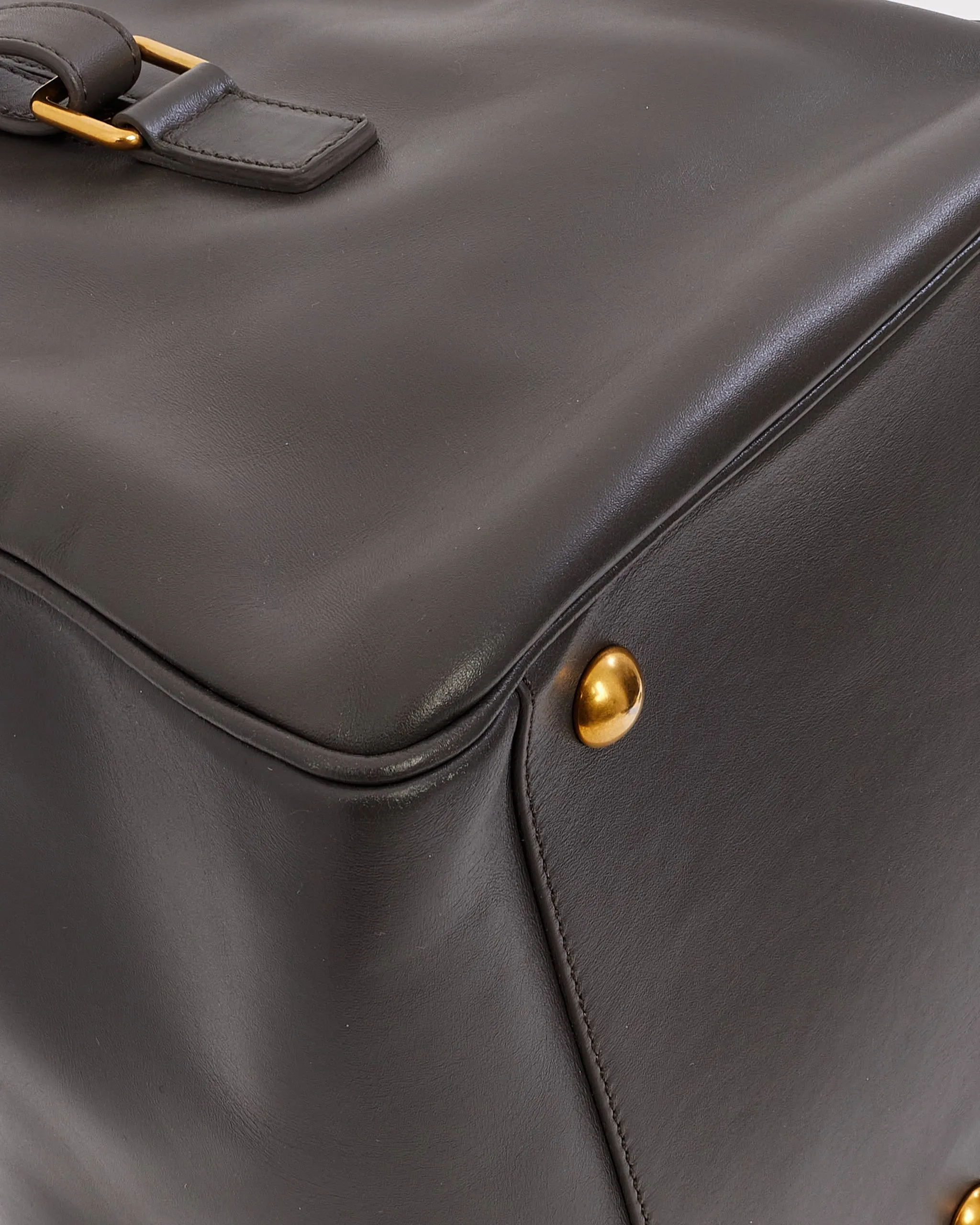 Saint Laurent Grey Leather Classic Duffel 6 Bag