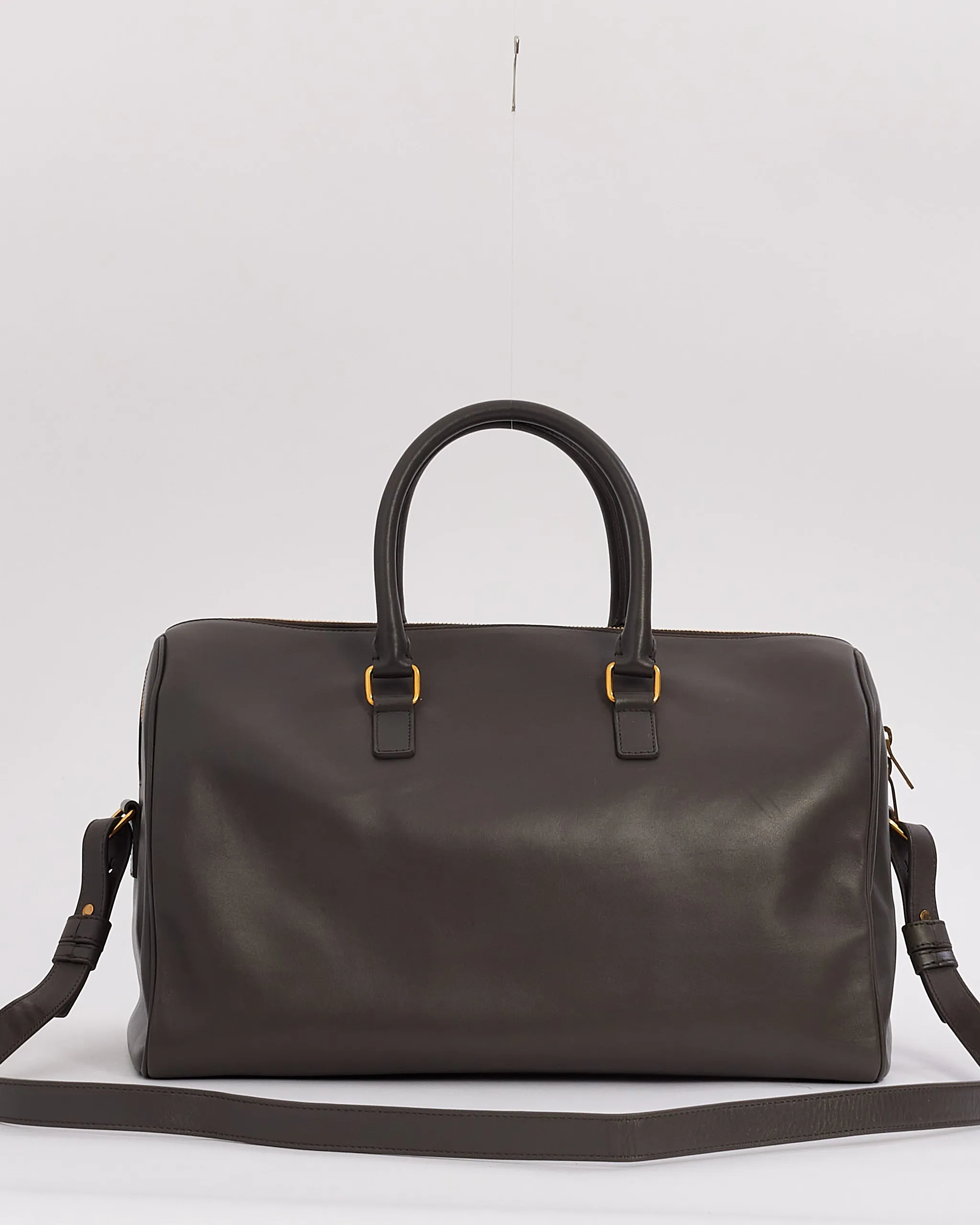 Saint Laurent Grey Leather Classic Duffel 6 Bag