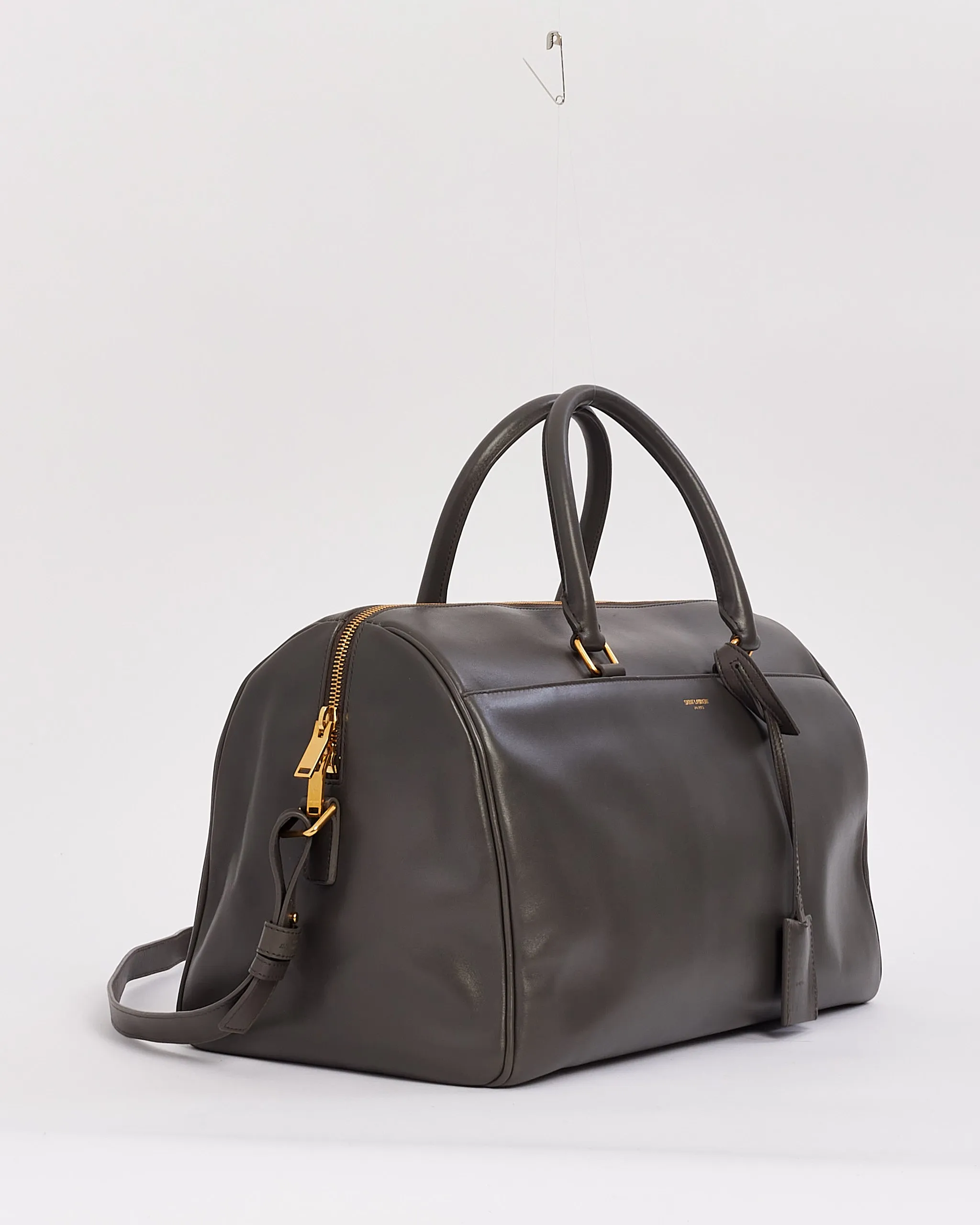 Saint Laurent Grey Leather Classic Duffel 6 Bag