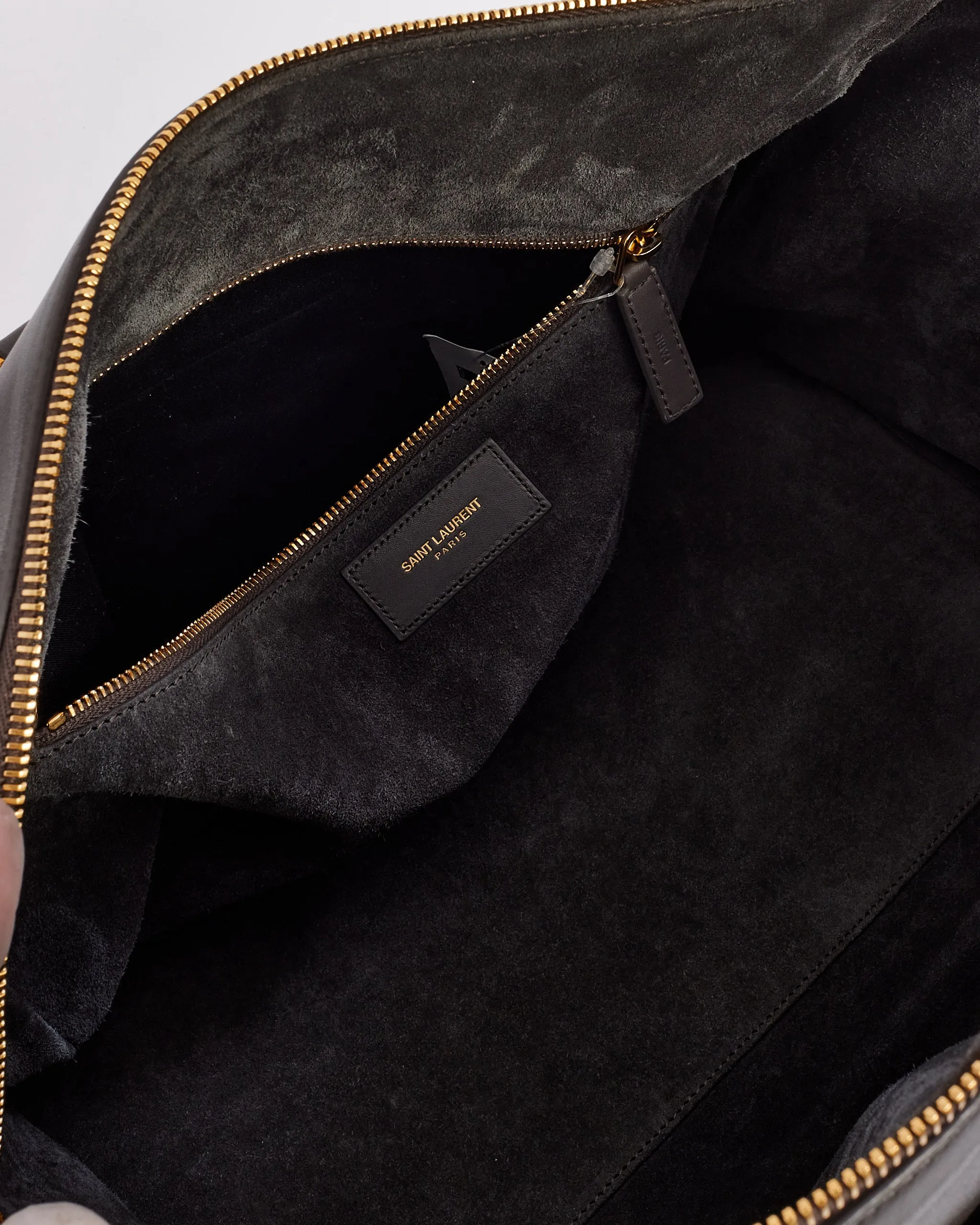 Saint Laurent Grey Leather Classic Duffel 6 Bag