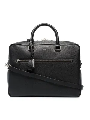 Saint Laurent - logo-print briefcase - men - Leather - One Size - Black