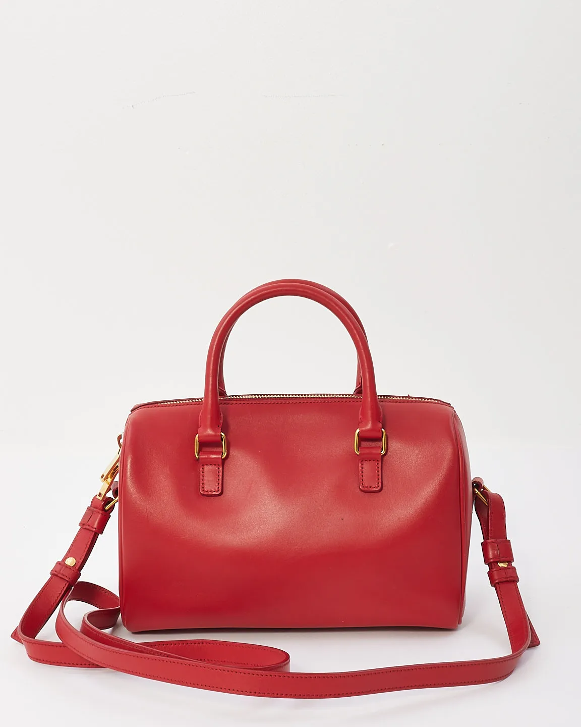 Saint Laurent Red Leather Classic Baby Duffle Bag