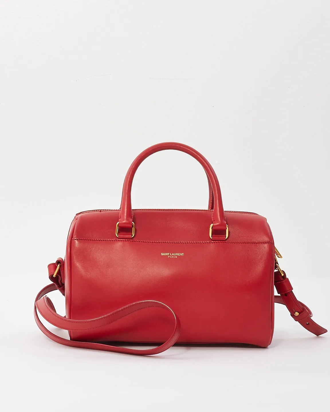 Saint Laurent Red Leather Classic Baby Duffle Bag