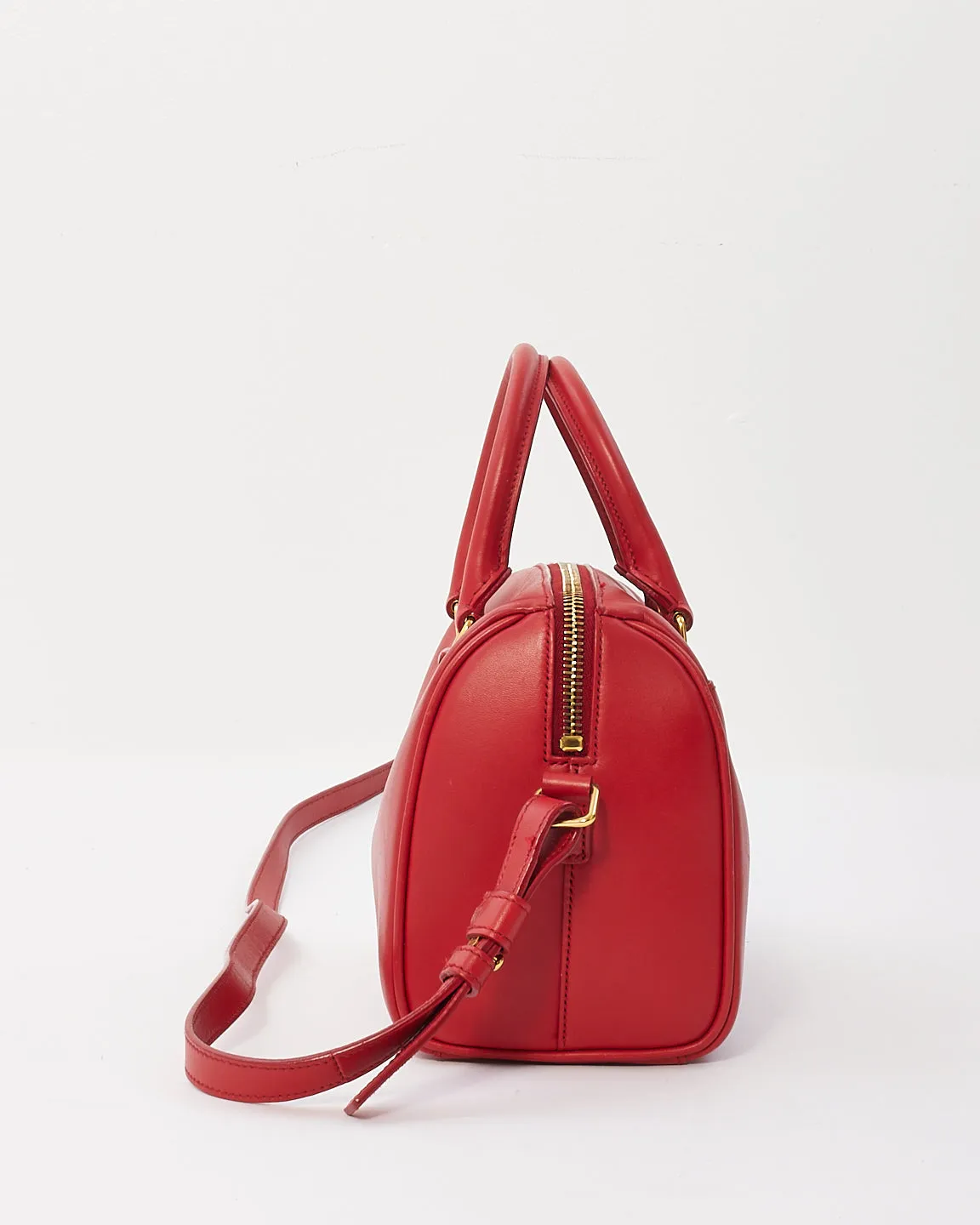 Saint Laurent Red Leather Classic Baby Duffle Bag