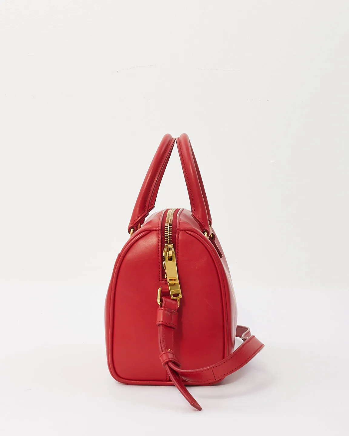 Saint Laurent Red Leather Classic Baby Duffle Bag