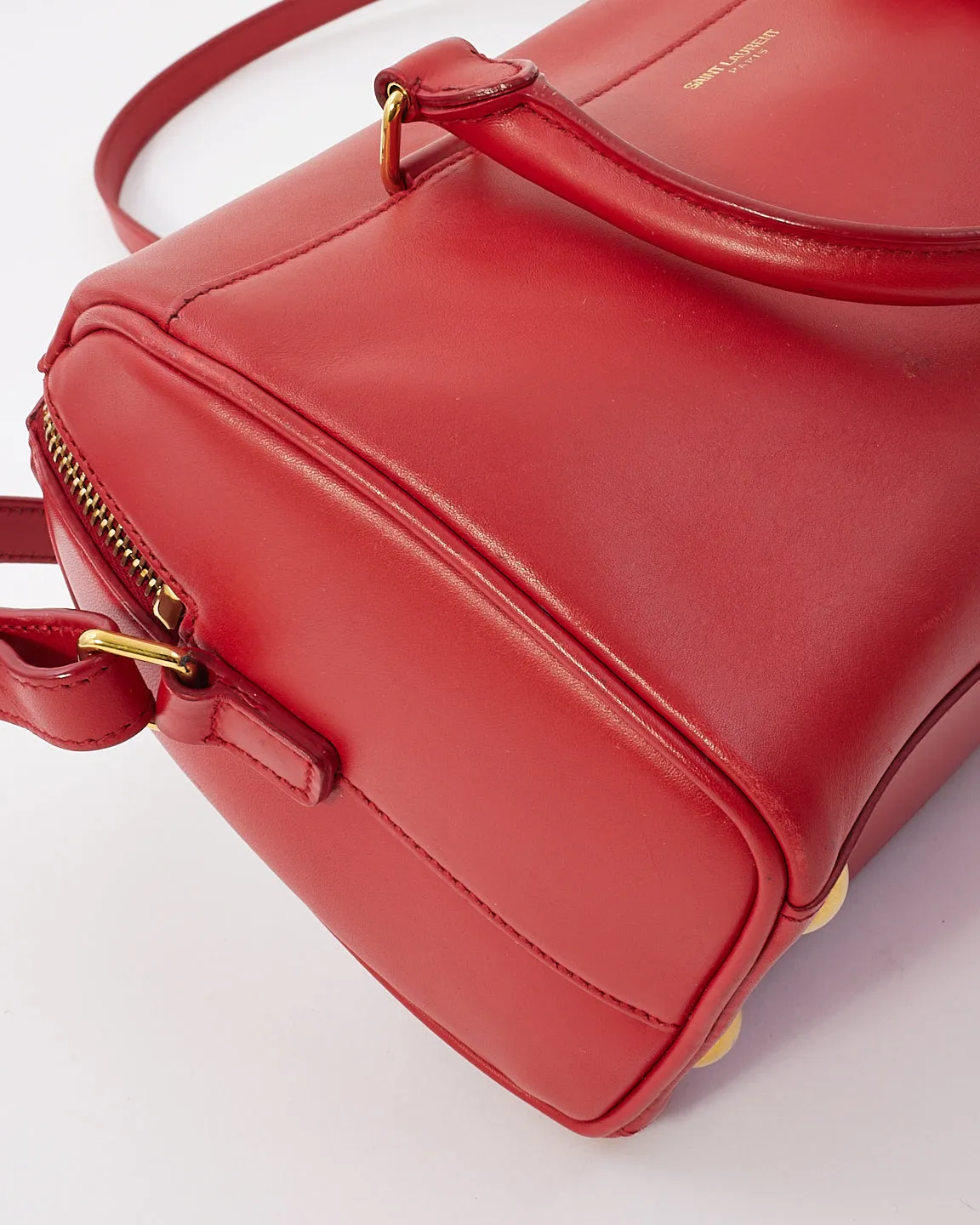 Saint Laurent Red Leather Classic Baby Duffle Bag