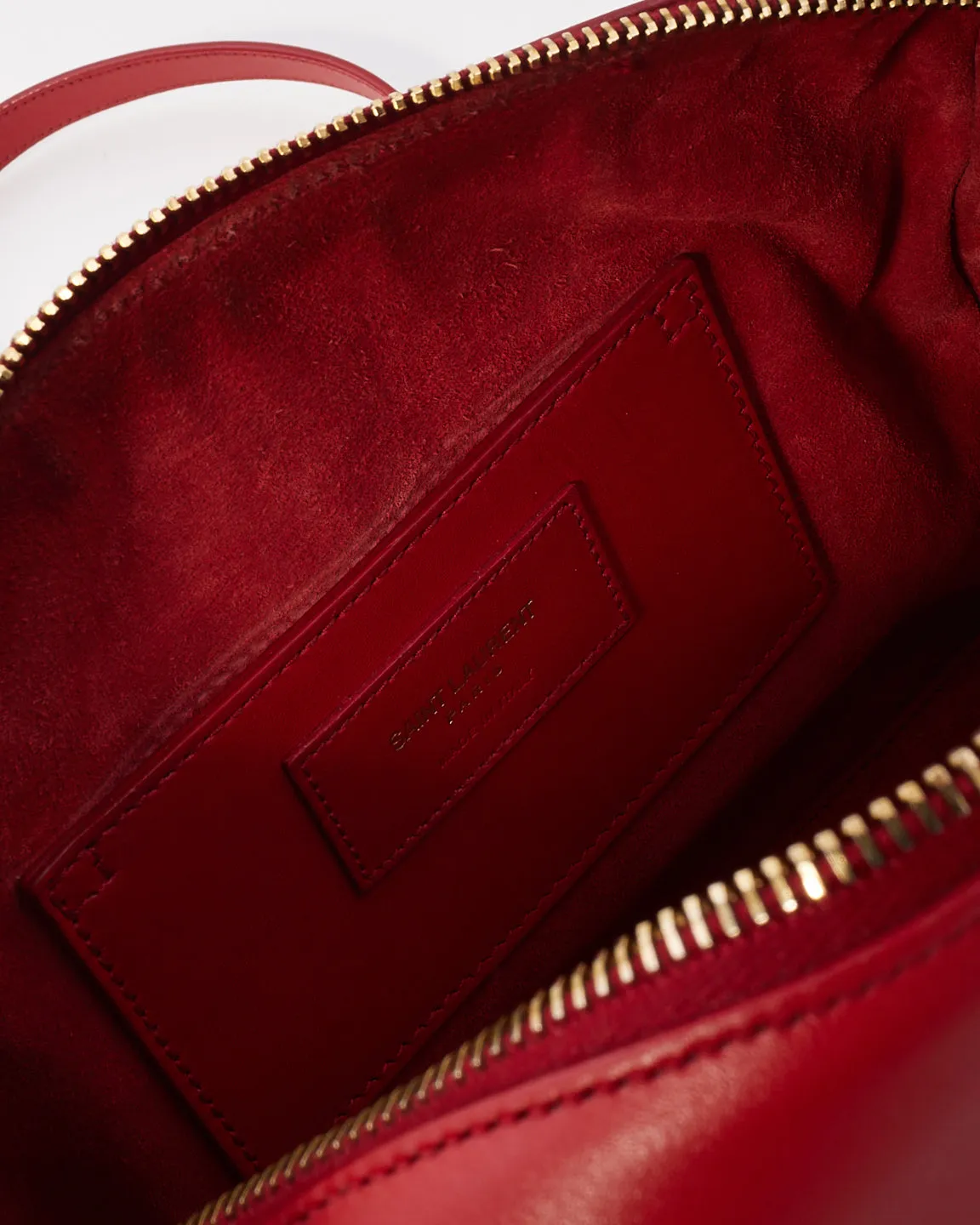 Saint Laurent Red Leather Classic Baby Duffle Bag