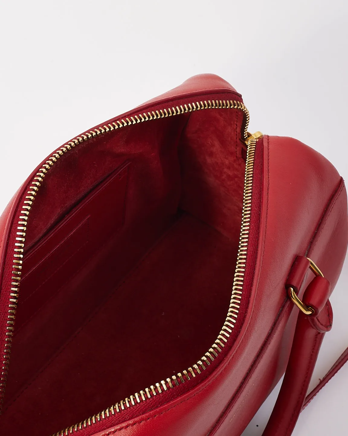 Saint Laurent Red Leather Classic Baby Duffle Bag