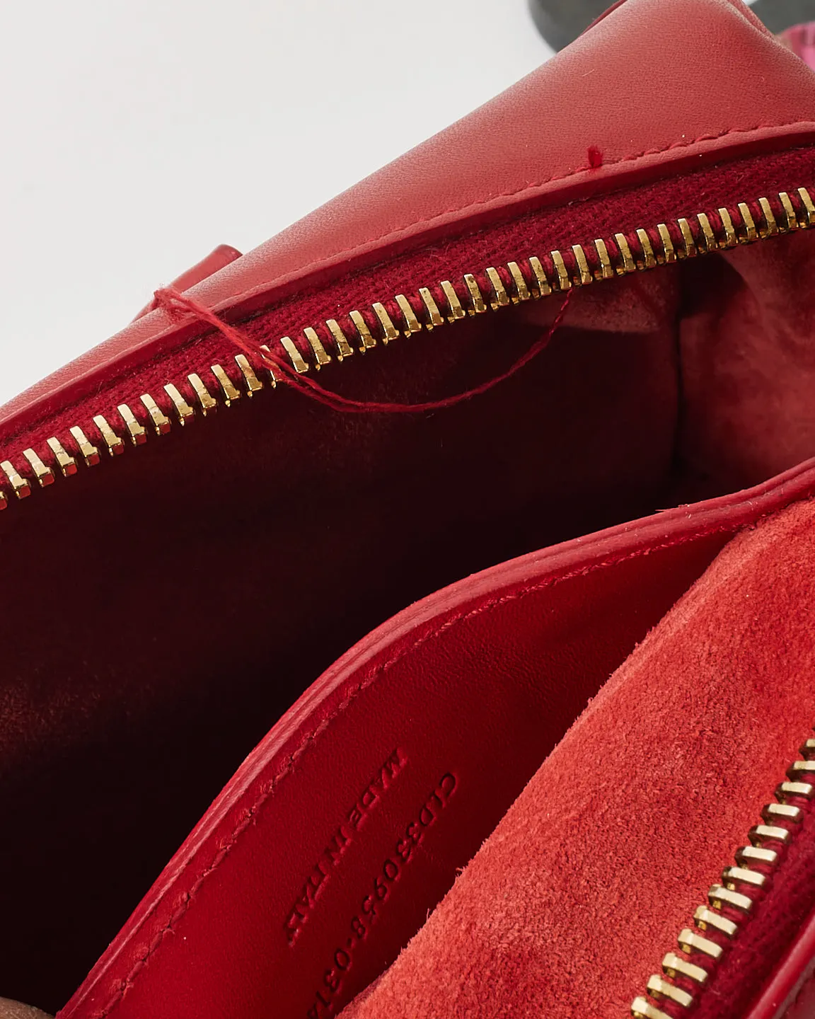 Saint Laurent Red Leather Classic Baby Duffle Bag
