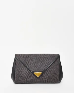 Saint Laurent Vintage Dark Brown & Black Canvas Clutch