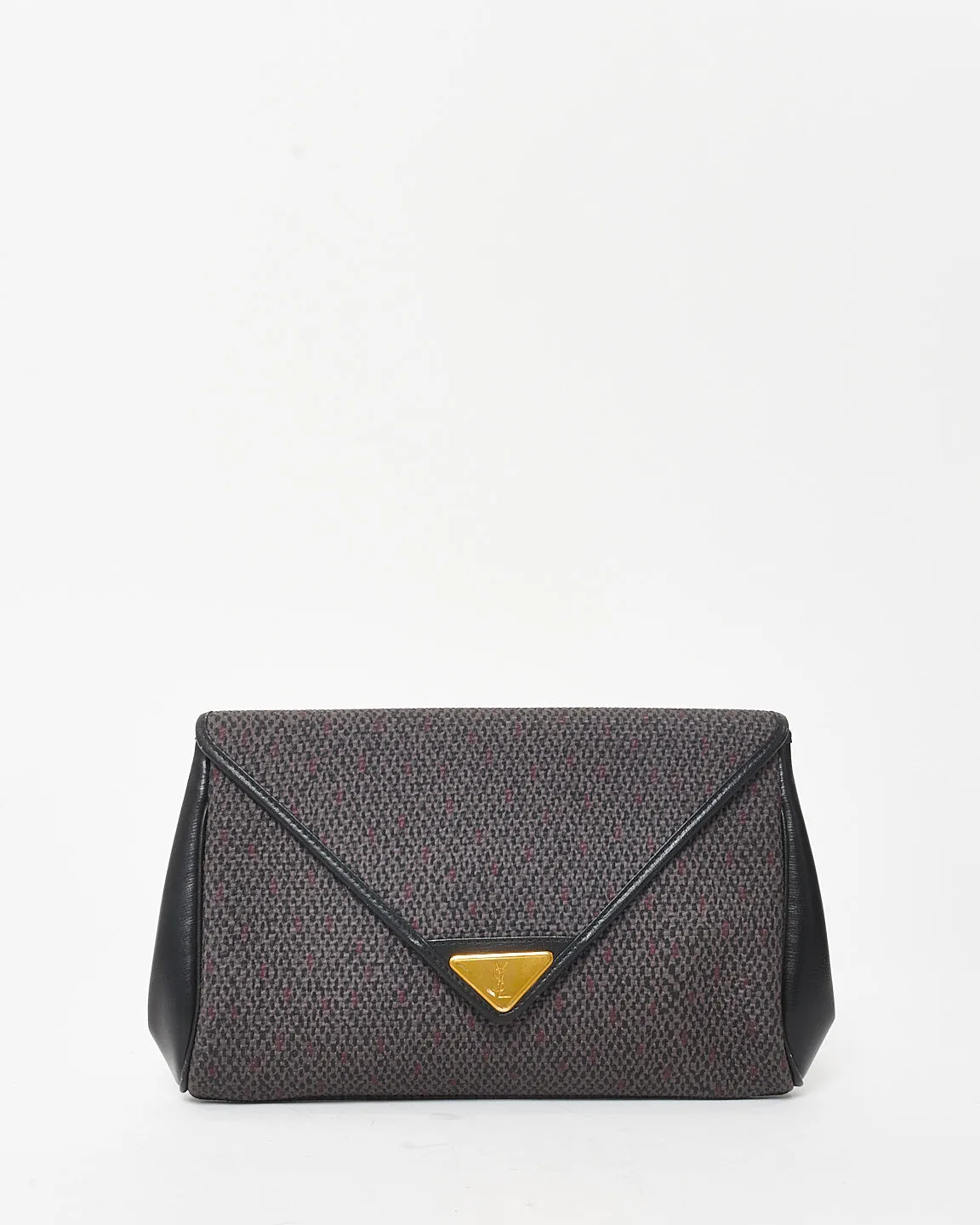 Saint Laurent Vintage Dark Brown & Black Canvas Clutch