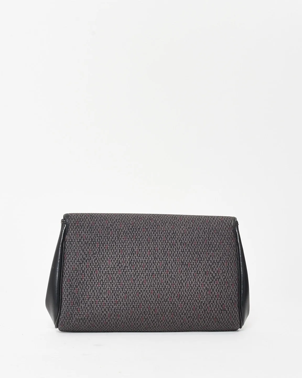 Saint Laurent Vintage Dark Brown & Black Canvas Clutch