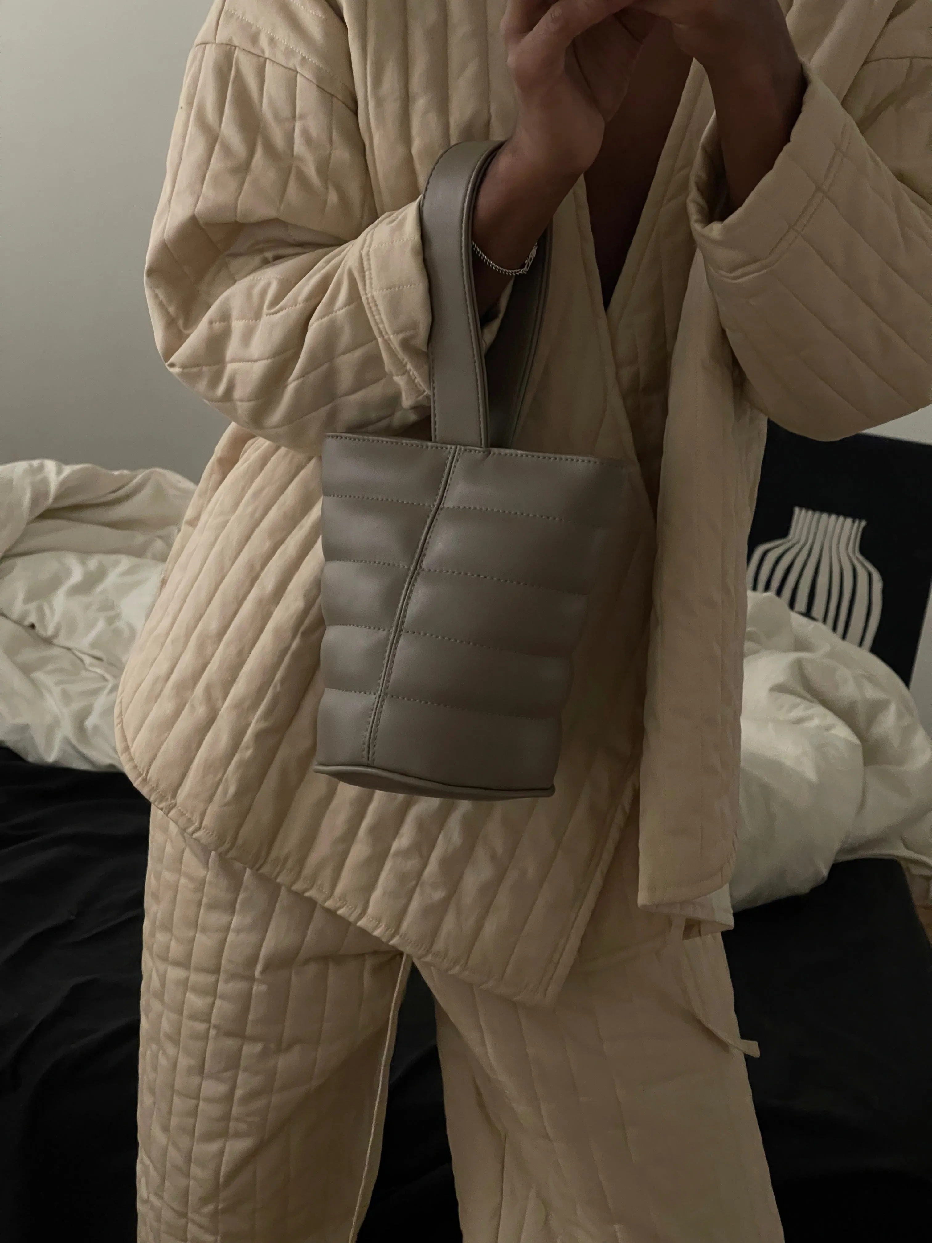 Sample Quilted Mini Bucket Bag • Elephant