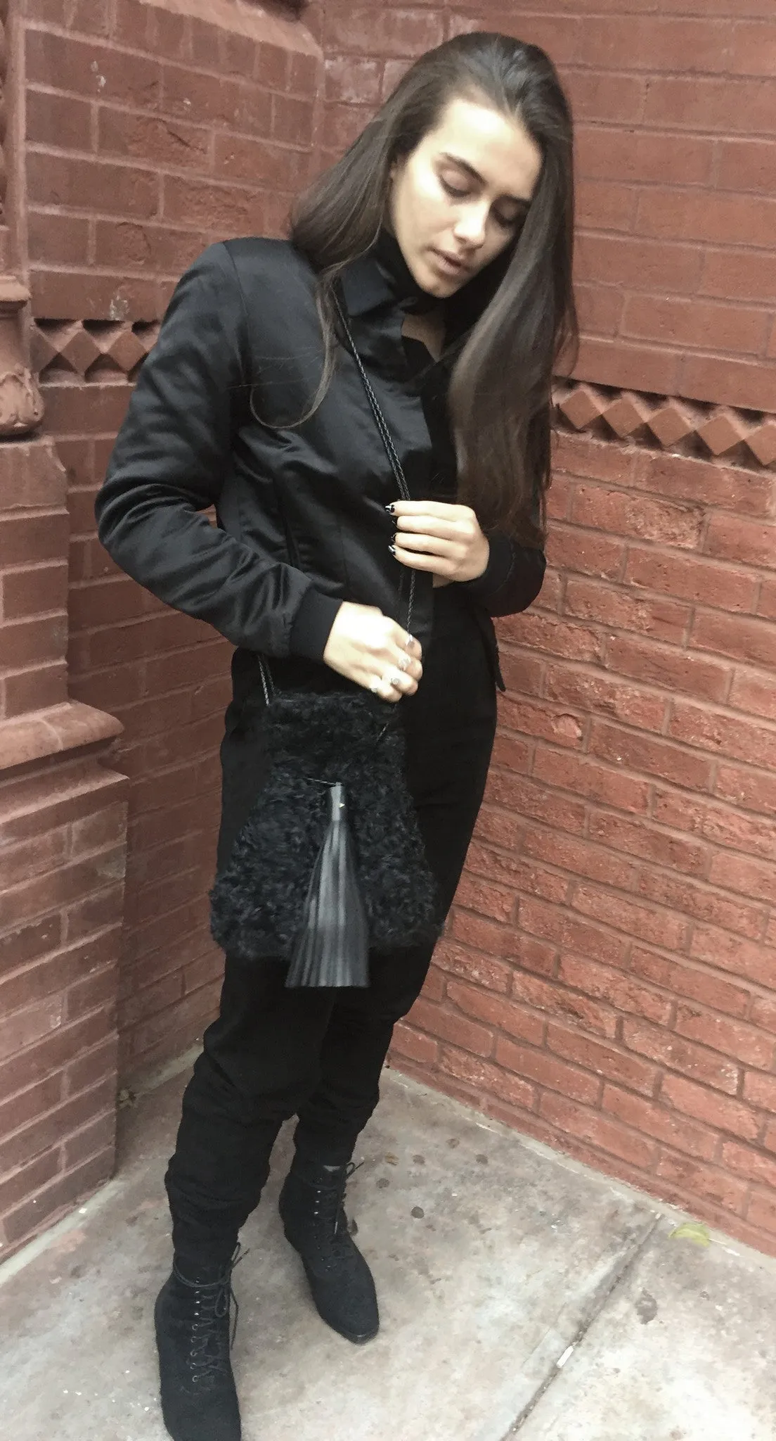Shearling Curl Bullet Bag