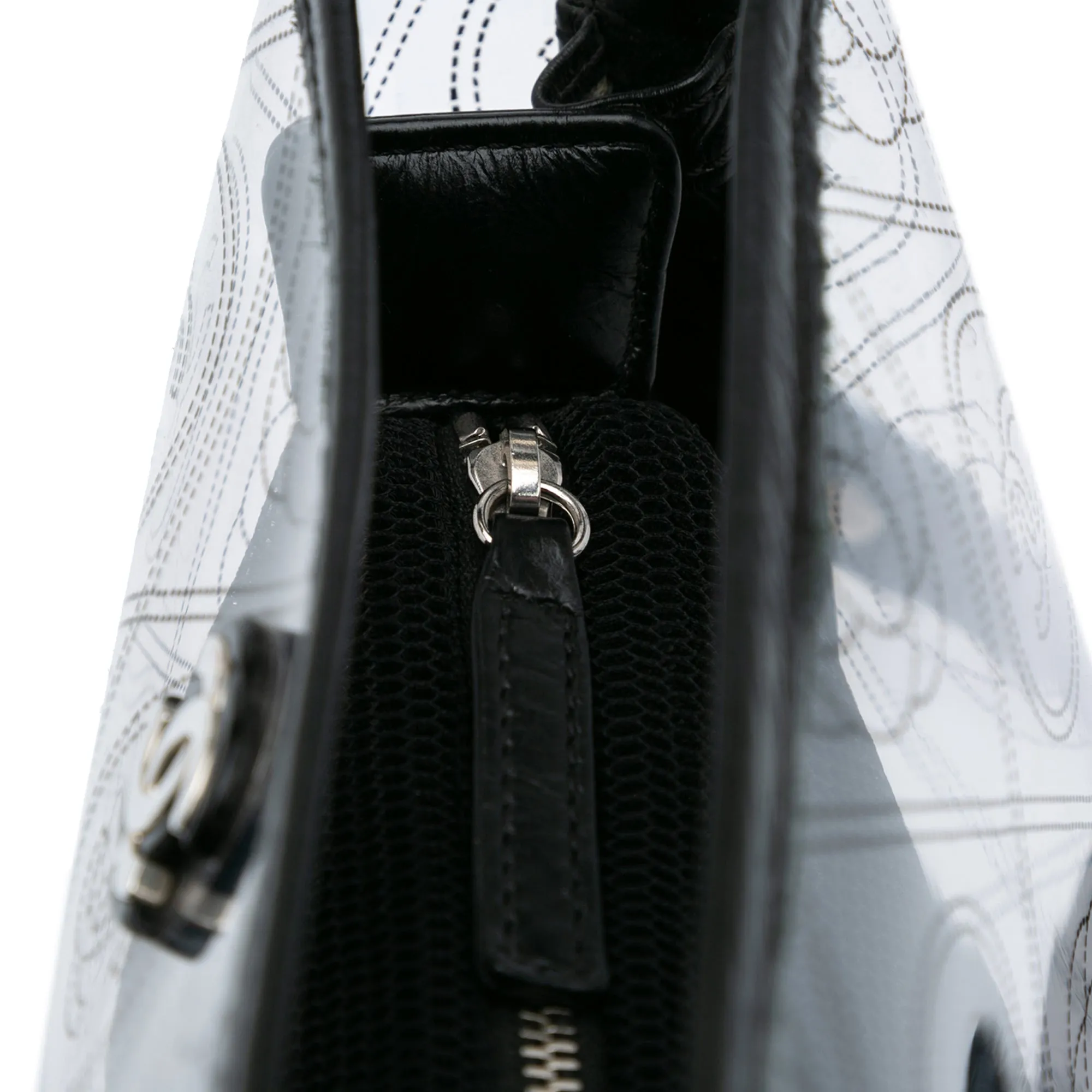Small PVC and Crumpled Calfskin Camellia Coco Bucket Bag