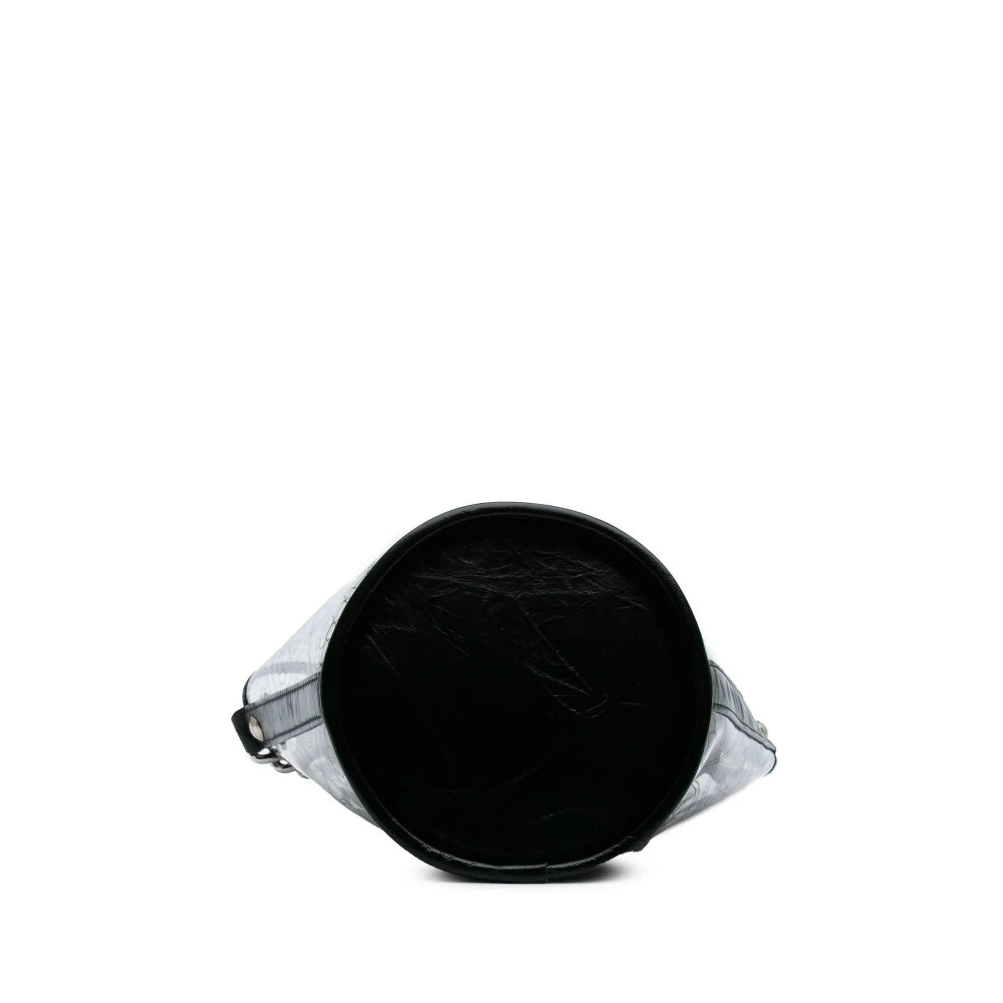 Small PVC and Crumpled Calfskin Camellia Coco Bucket Bag