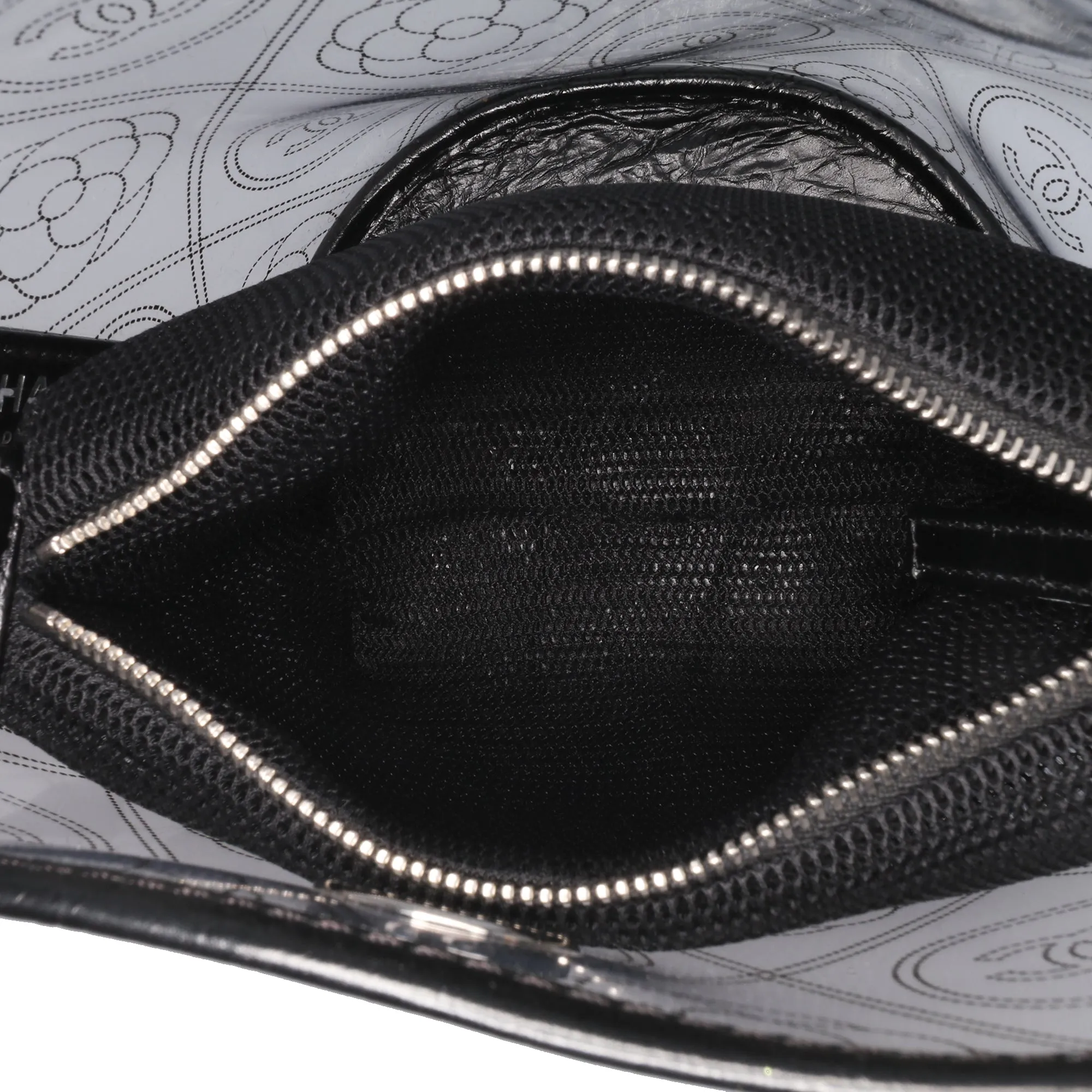 Small PVC and Crumpled Calfskin Camellia Coco Bucket Bag