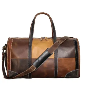 Soft Cowskin Leather Travel Duffle Bags Weekender for Men and Women