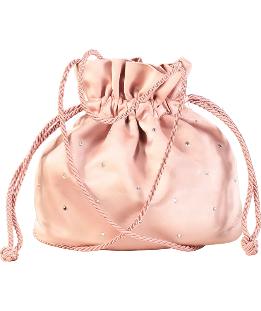Soir Paris Pink Diamante Drawstring Bucket Bag