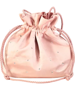 Soir Paris Pink Diamante Drawstring Bucket Bag