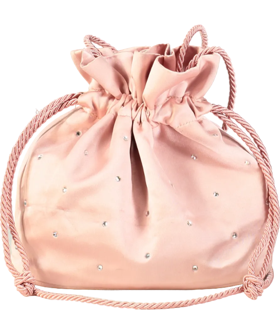 Soir Paris Pink Diamante Drawstring Bucket Bag