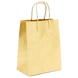SOMI KBH8410, Bag Paper Handle Twisted 8"x4.75"x10.25", Kraft, 24LBS, BROWN, 250 PER PACK