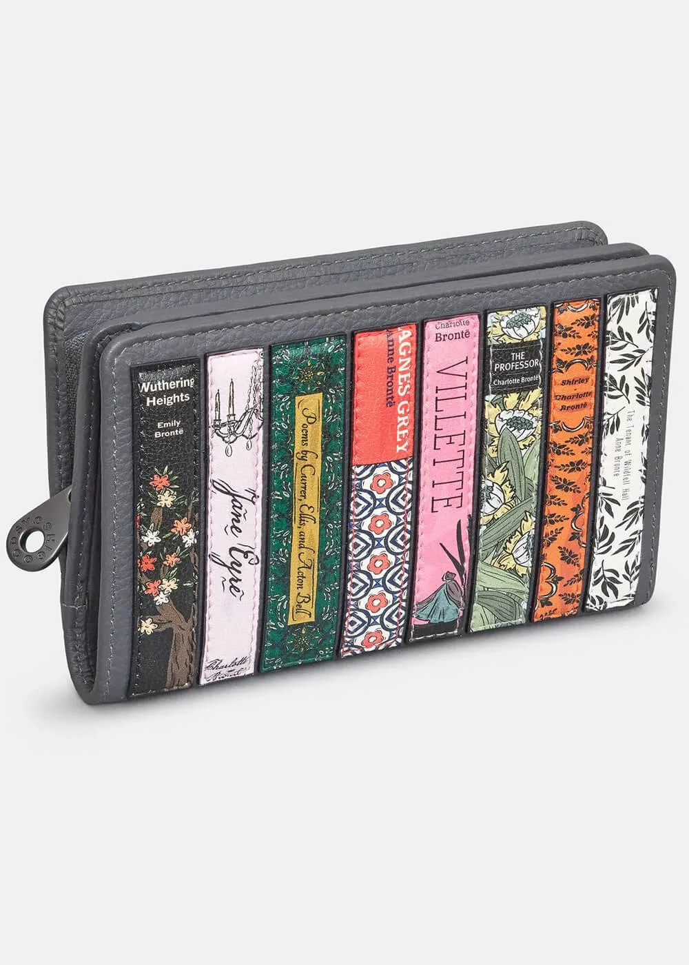Succubus Bags Books Emily Bronte Bookworm Leather Zip Around Wallet Grey