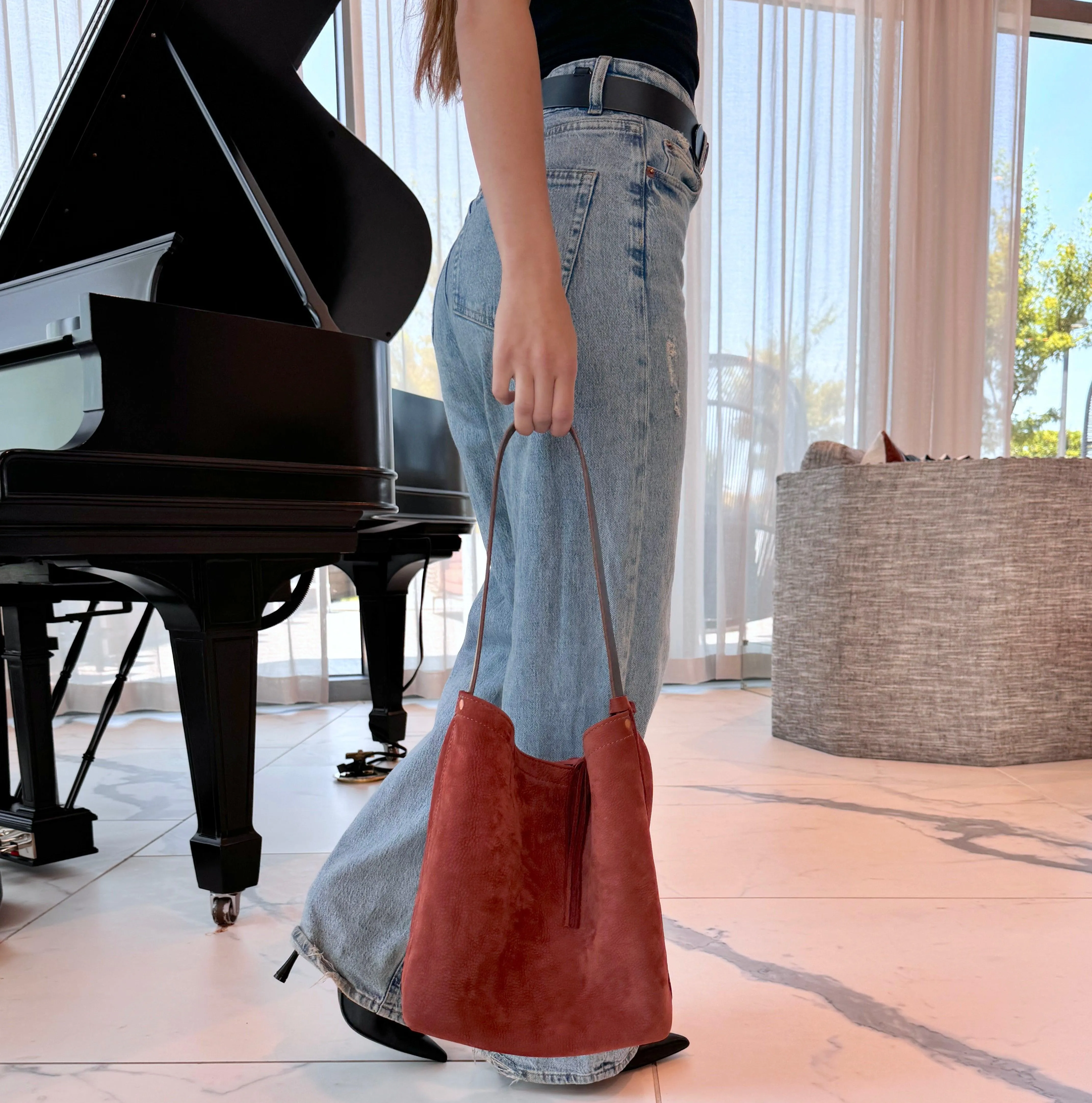 Suede Bucket Bag