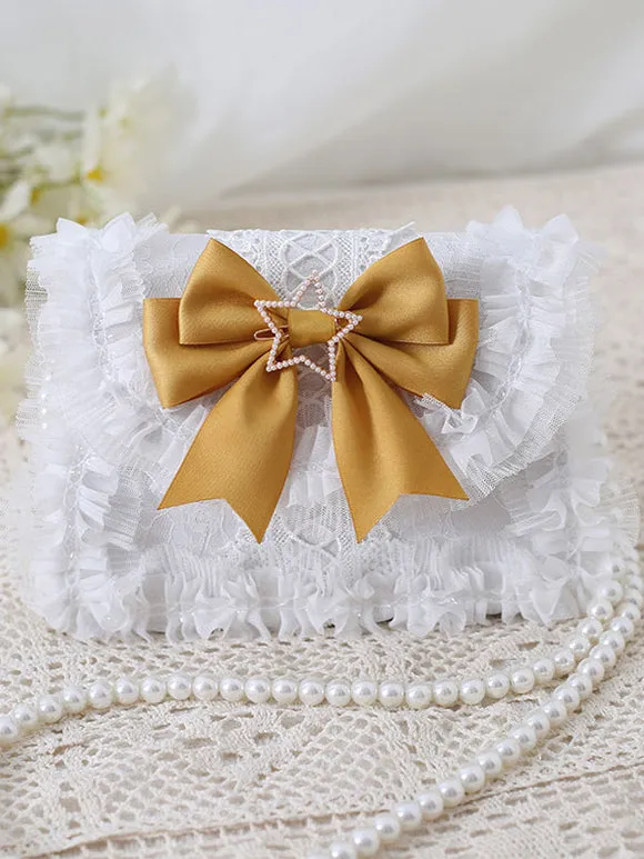 Sweet Lolita Bag Baby Blue PU Leather Bows Lace Embellishment PU Leather Cross-body Bag Lolita Accessories