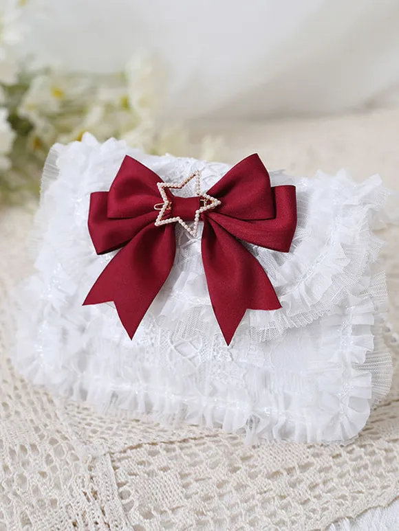 Sweet Lolita Bag Baby Blue PU Leather Bows Lace Embellishment PU Leather Cross-body Bag Lolita Accessories
