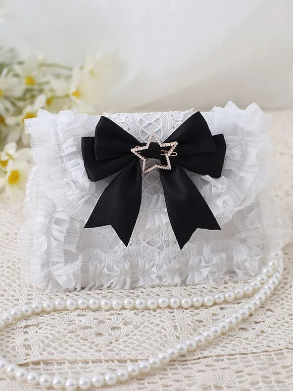 Sweet Lolita Bag Baby Blue PU Leather Bows Lace Embellishment PU Leather Cross-body Bag Lolita Accessories